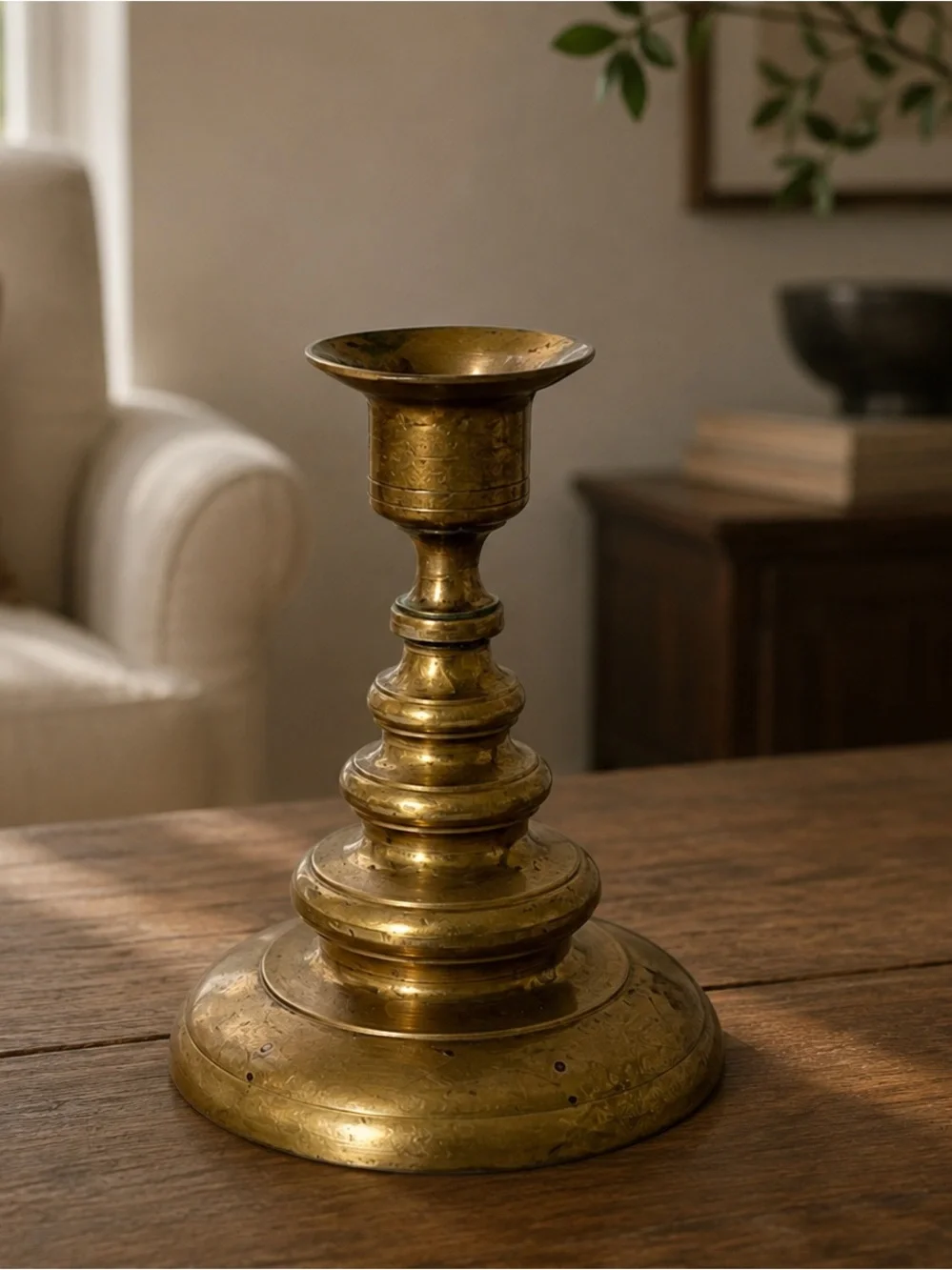 Vintage solid Brass Candlestick Holder - Classic Gold Home Accent